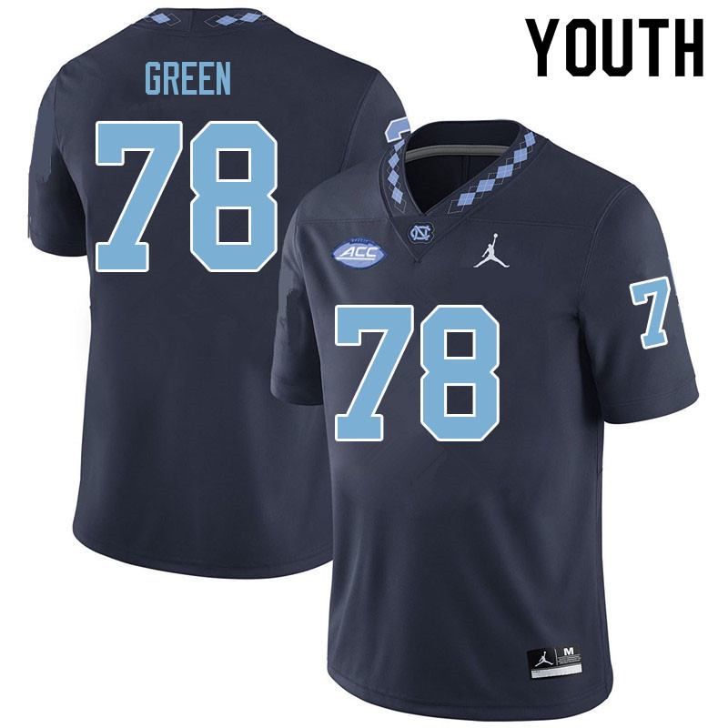 Youth #78 Trevyon Green North Carolina Tar Heels College Football Jerseys Sale-Navy